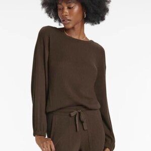 Splendid Georgie Cashblend Rib Sweater - Chocolate - Size M.